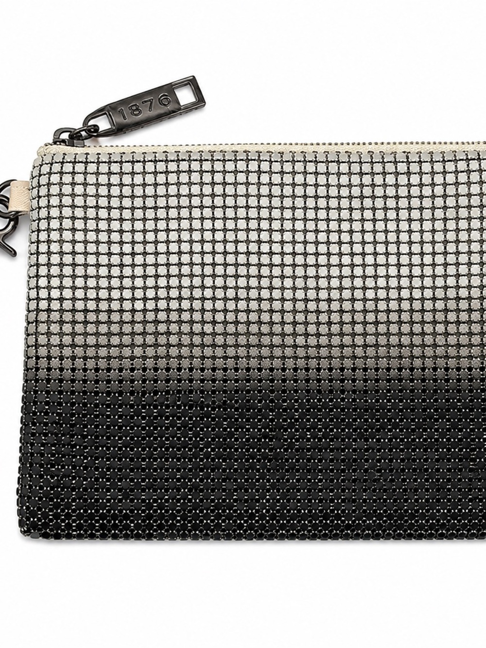 Whiting & Davis Black Silver Ombre Metal Mesh Wristlet Clutch Evening Bag - Picture 3 of 11